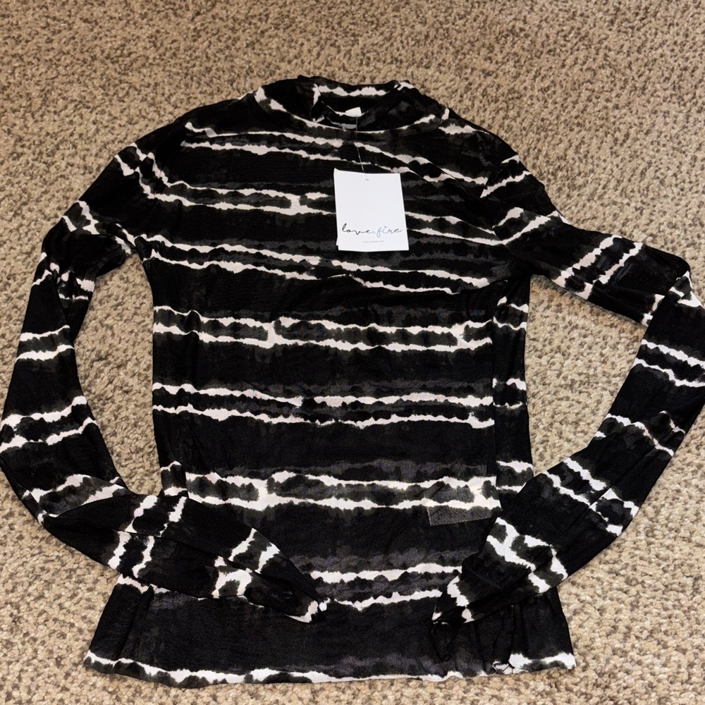 NWT Black and White Mesh Layering Top Small